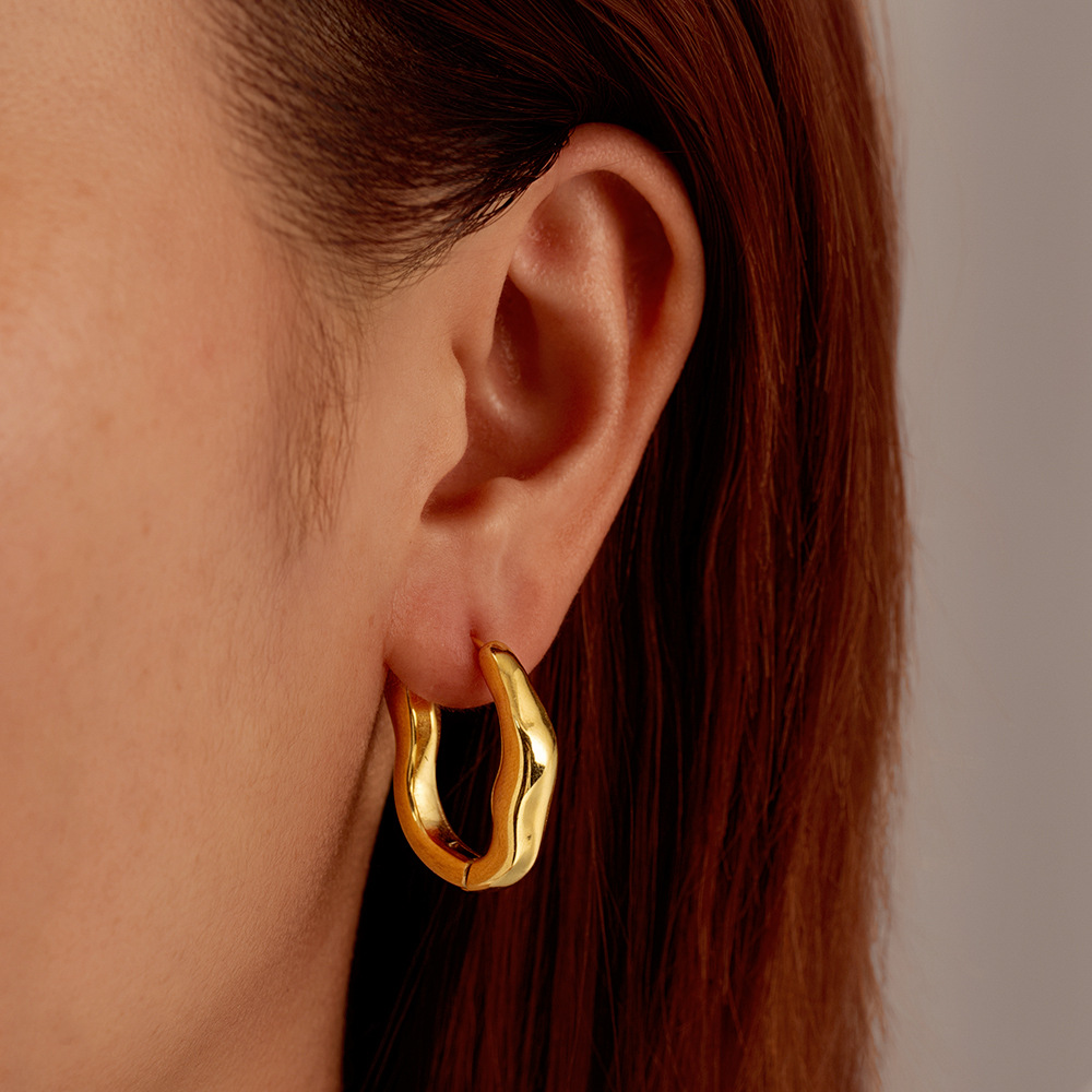 Stainless steel earrings simple irregular elegant commuting style for women ear clips