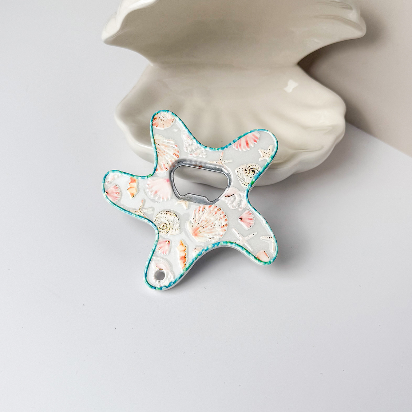 Ocean Series Starfish Fridge Magnet Bottle Opener Unique Embossed Gold Foil Process Ocean Fridge Magnet