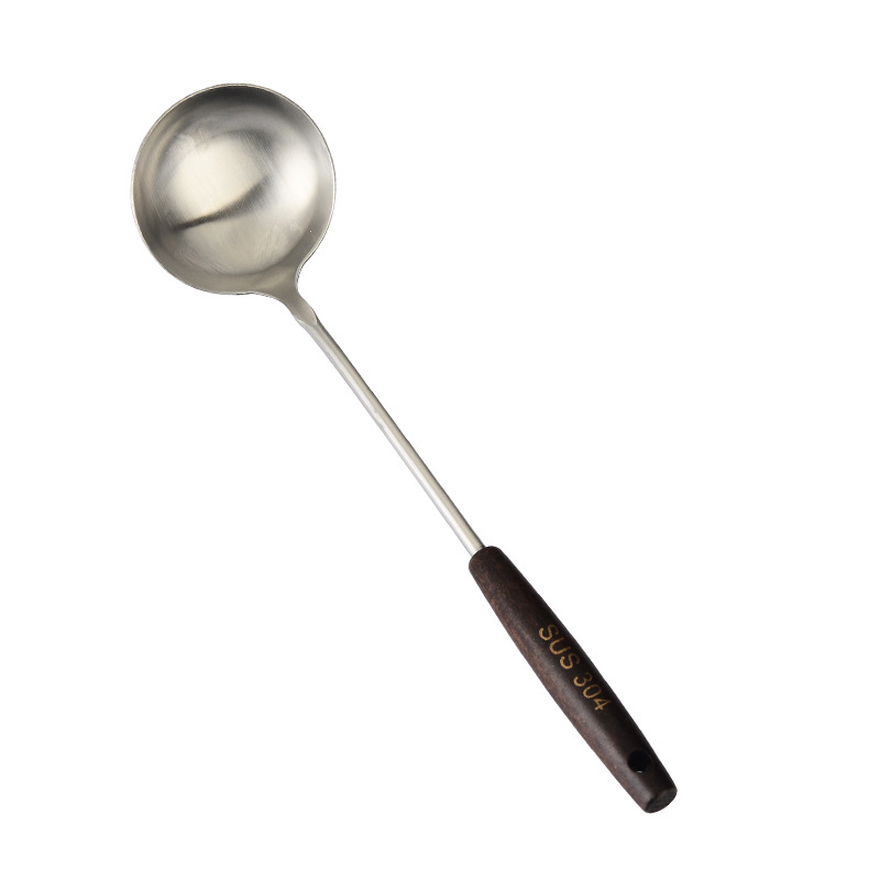 304 stainless steel cooking spatula spoon kitchen utensils anti-scald wooden handle spatula household frying spatula pan
