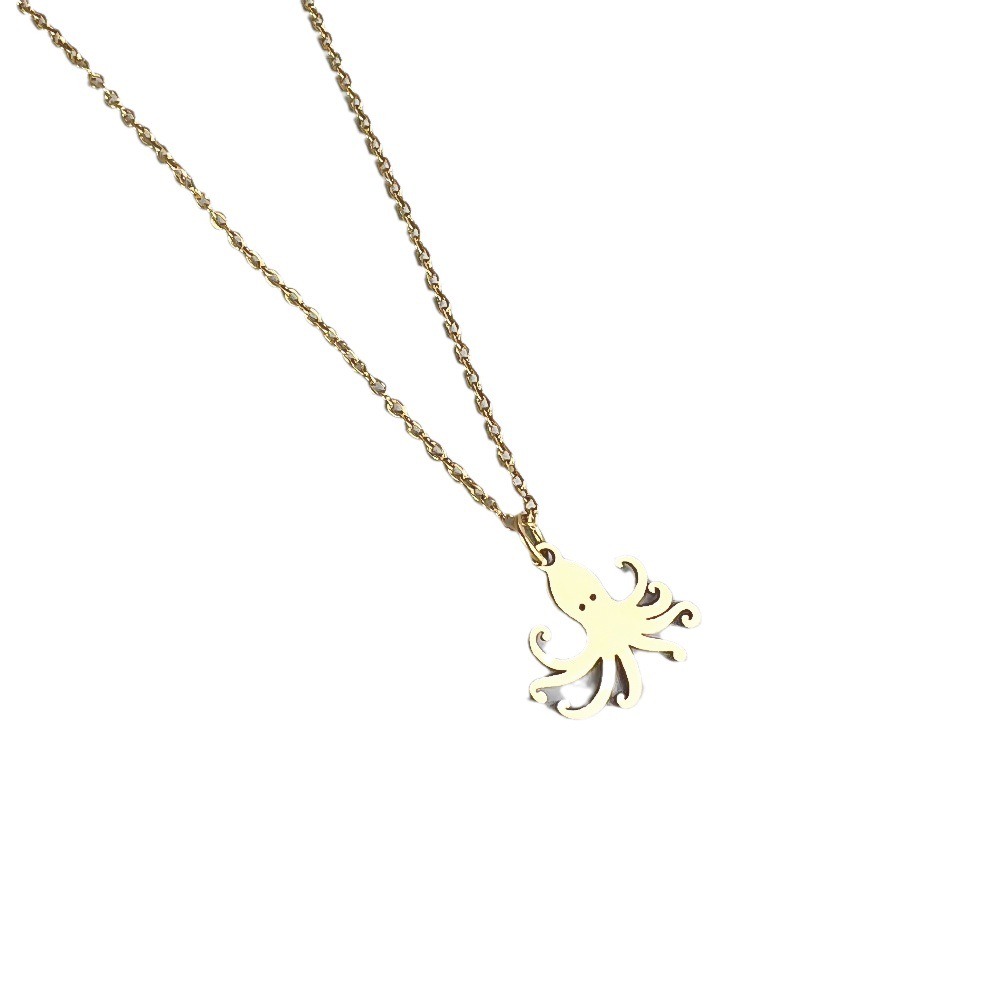 Stainless Steel Ocean Series 18K Gold-Plated Fishtail Dolphin Pendant Necklace—Simple Women's Collarbone Necklace