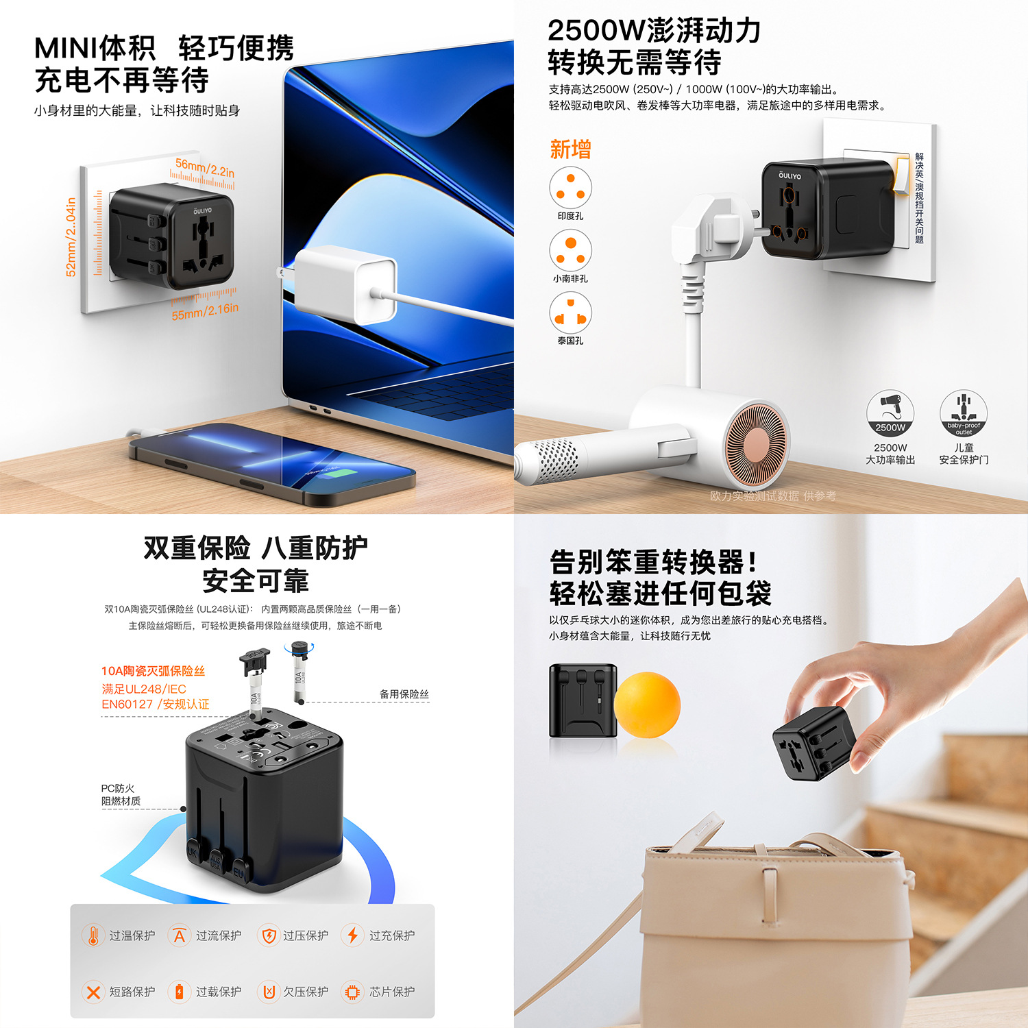 Multi-function Travel Adapter Universal No USB India Plug Socket Converter Multi-country Travel Plug