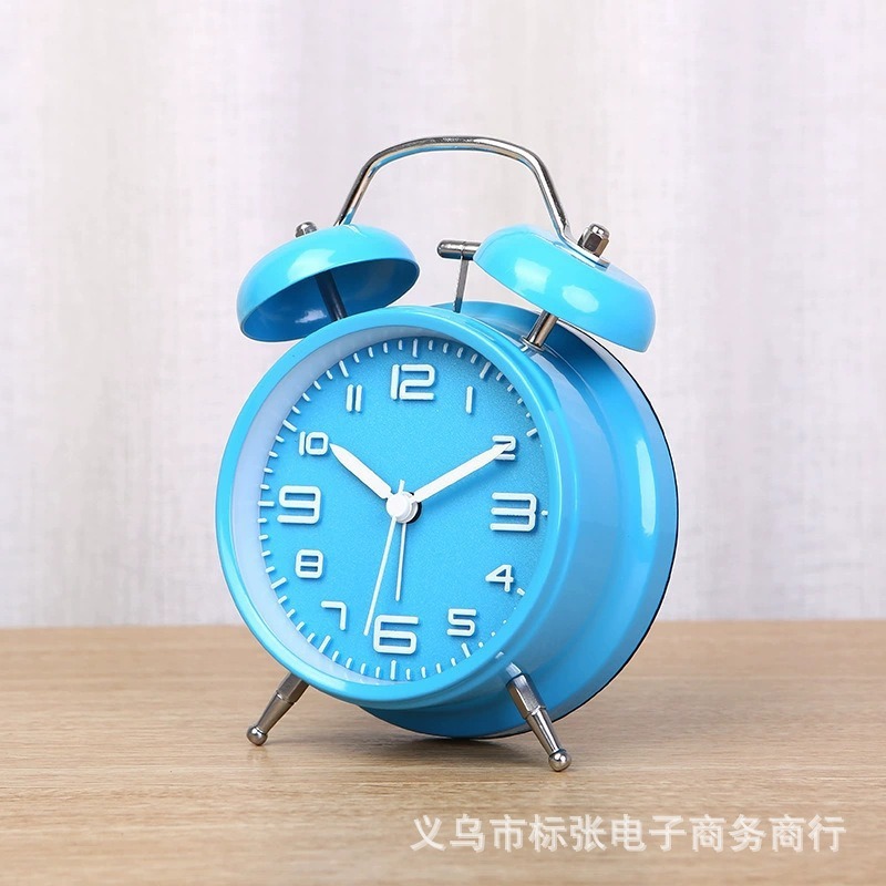 4-inch silent alarm clock metal bell clock ASiDA sweep second hand three-dimensional digital with luminous student clock