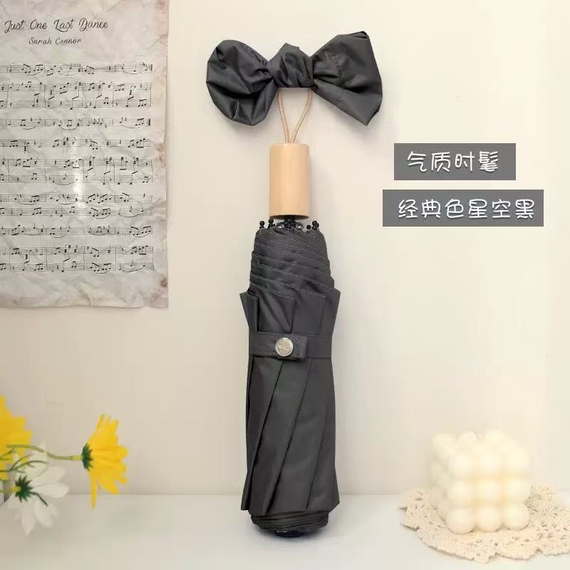 Three-Fold Rain Umbrella Eight-Rib Floral Manual Umbrella Black Glue Sunscreen Anti-Splash Portable Folding Sun and Rain Umbrella