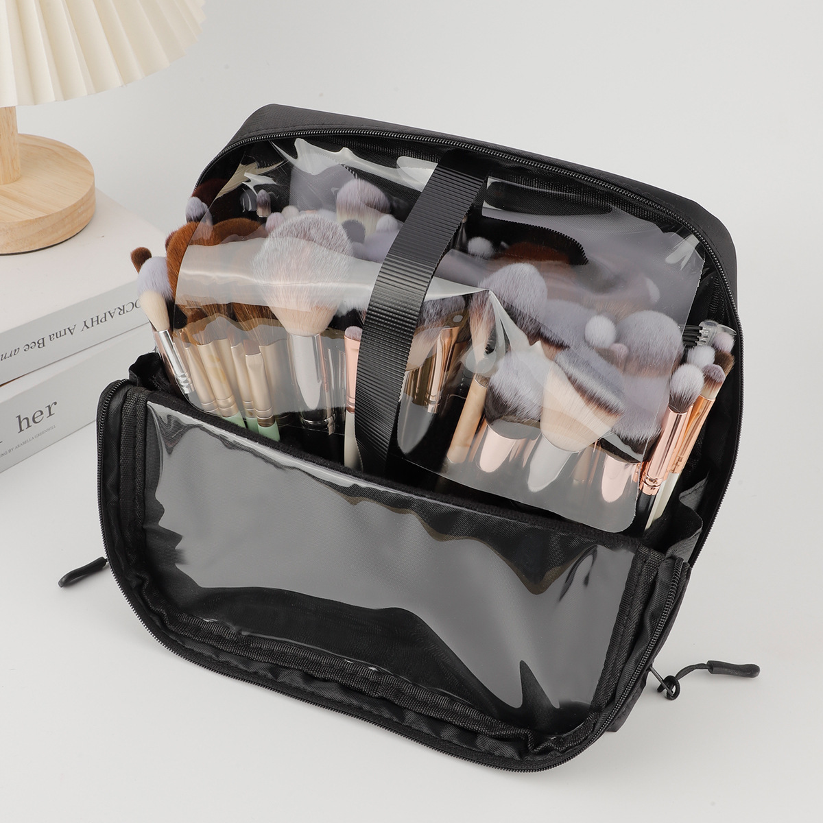 Square Large Capacity Detachable Foldable Makeup Brush Bag Magnetic Lock Convenient Vertical Special Multifunctional Storage