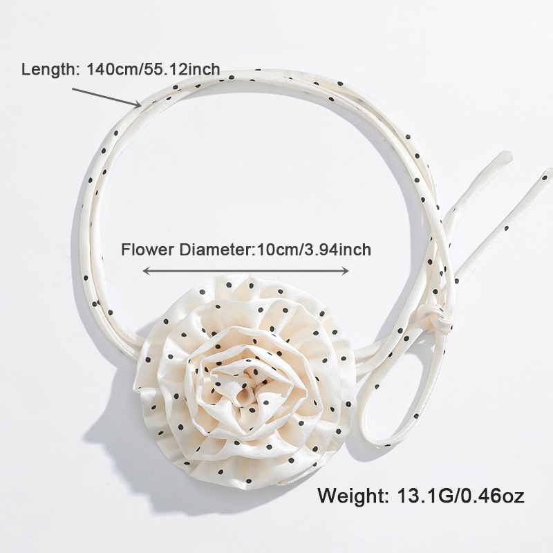 Kenjie 2024 new chiffon polka dot rose choker necklace for women long bow tie necklace