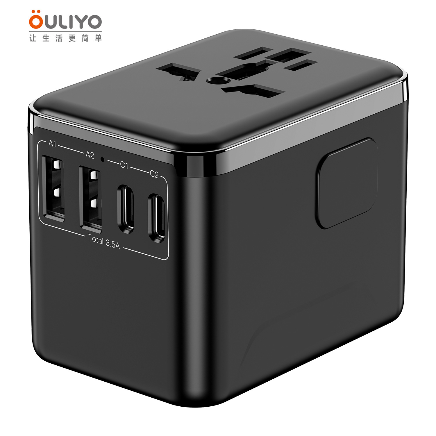 Multi-function Adapter Plug Global 2A2C Fast Charging 3.5A Socket Converter Multi-country Travel Plug
