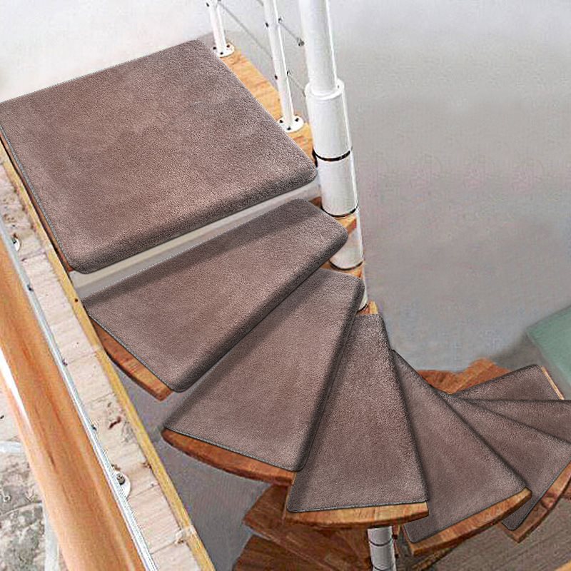 Solid color spiral stair mat self-adhesive non-slip carpet glue-free tread mat solid wood duplex stair mat