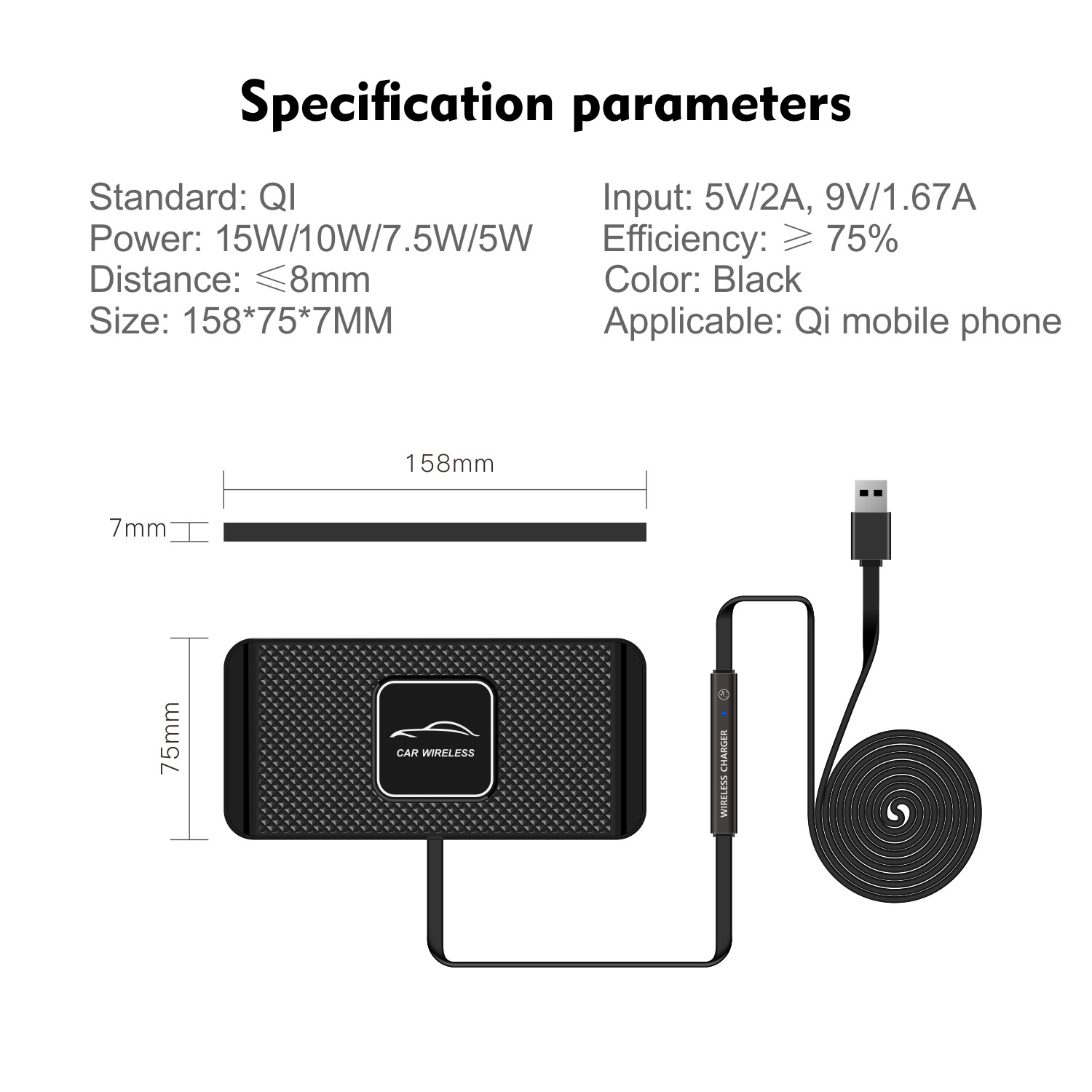 New car anti-slip pad wireless charger smart 15W fast charging compatible with Apple phones for car interior