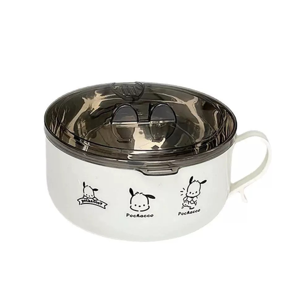 Stainless steel instant noodle bowl with cutlery and lid, student dormitory fruit bowl, drainable rice bowl, large capacity Japanese-style lunch box