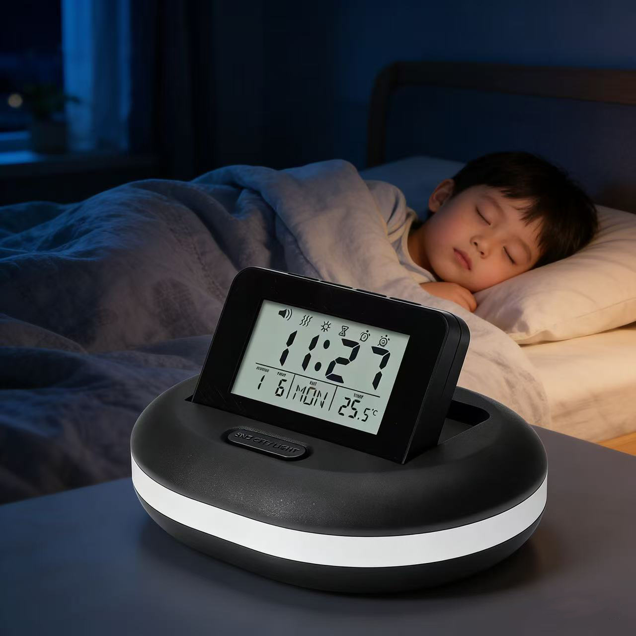 Multifunctional night light countdown alarm clock, bedside vibration snooze alarm clock, student electronic perpetual calendar desk clock