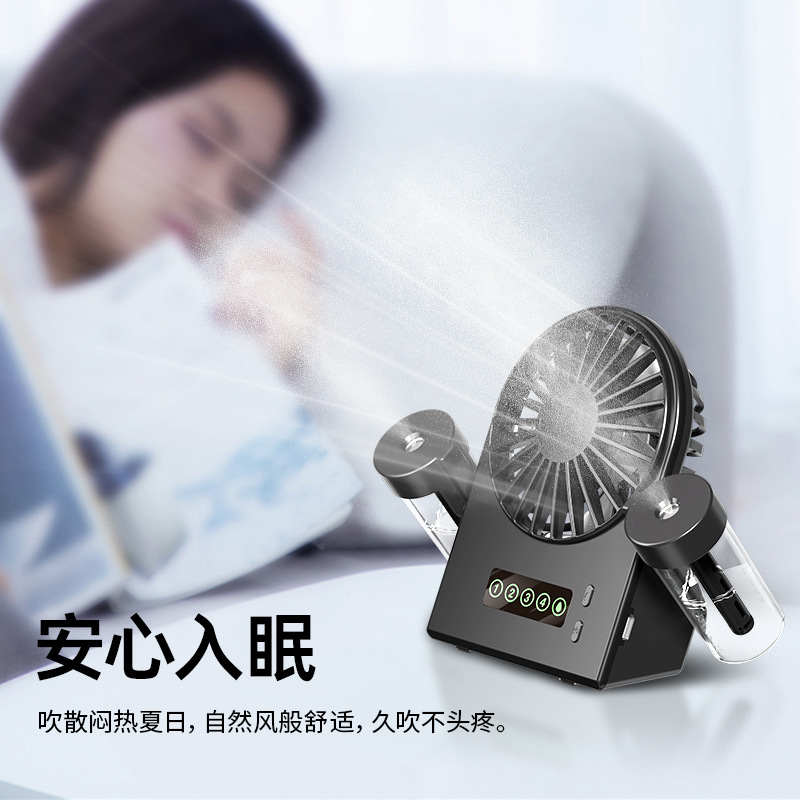New F8 Dual Spray Mist Cooling Desktop Fan Humidifier USB Portable Digital Display Handheld Mini Fan