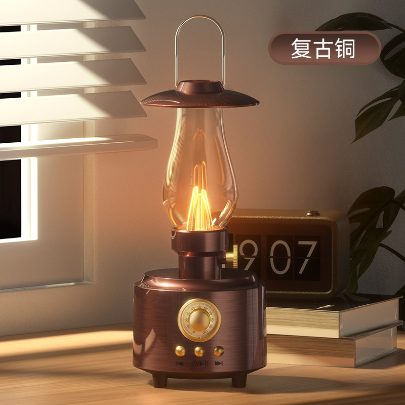Kerosene Lamp Bluetooth Speaker Portable Outdoor Camping Light Speaker Flame Atmosphere Night Light Speaker