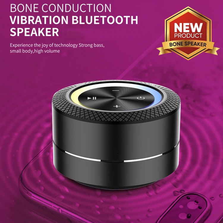 2026 new black technology TWS bone conduction large resonance Bluetooth speaker colorful light 360 degree strong penetration