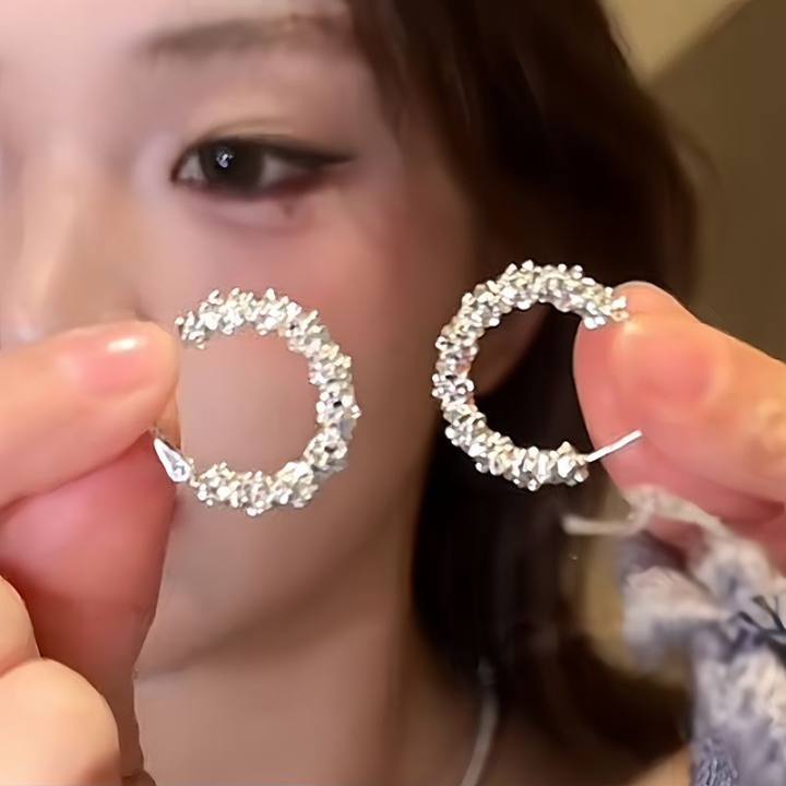 Sweet cool style plain hoop earrings minimalist simple round face ear clip circle ear accessory