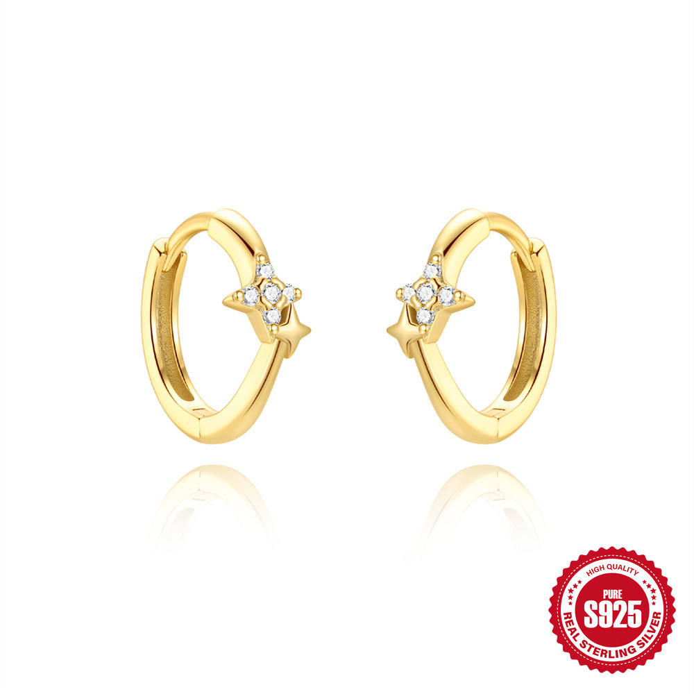 Sterling silver 925 star ear hoop ear buckle earring women's ear accessories jewelry