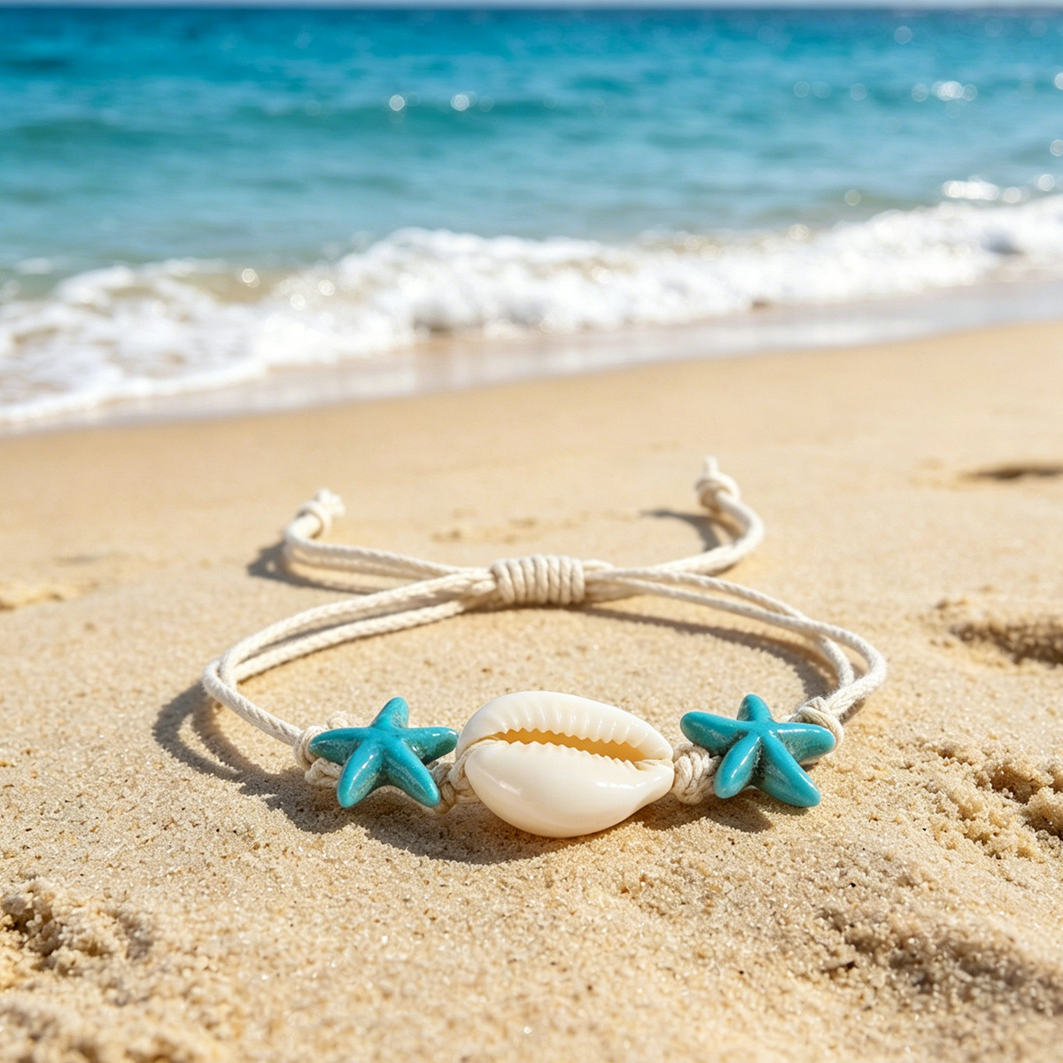 Bohemian woven bracelet ocean resort series natural shell starfish turtle bracelet