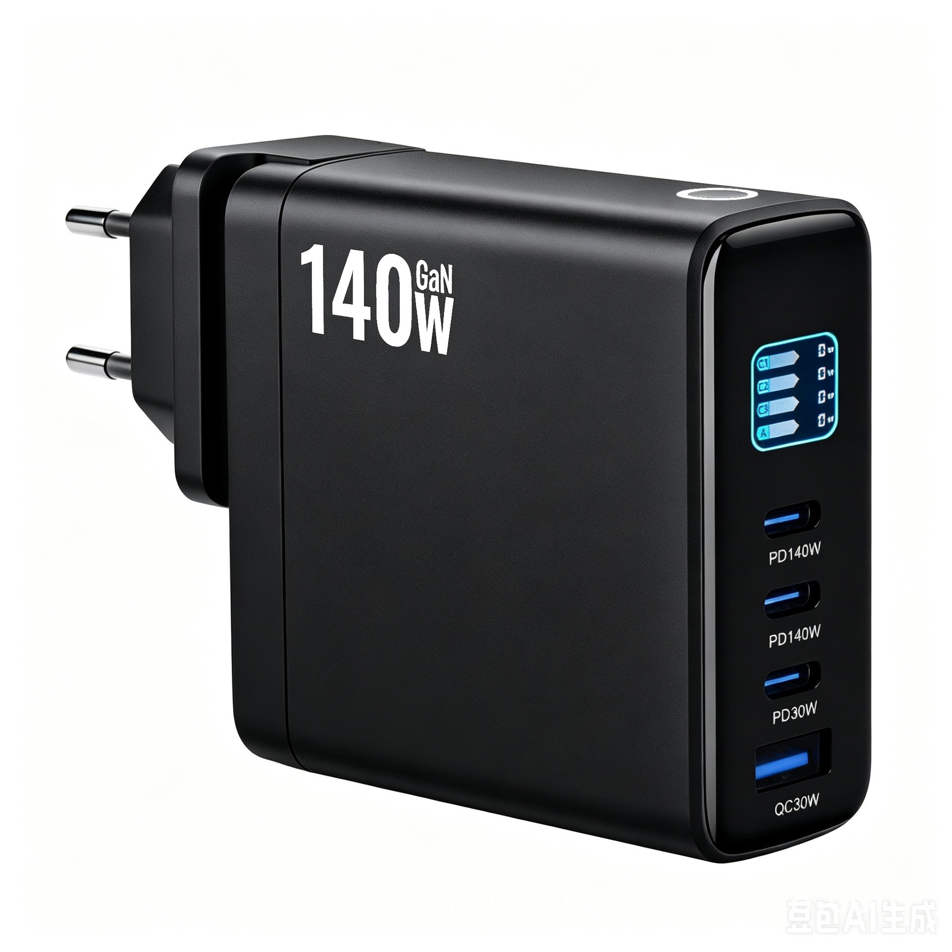 TFT Digital Display Touch Screen 140W GaN Fast Charging PD3.1 Fast Charge Multi-Port Replaceable Plug Power Supply Phone Charger