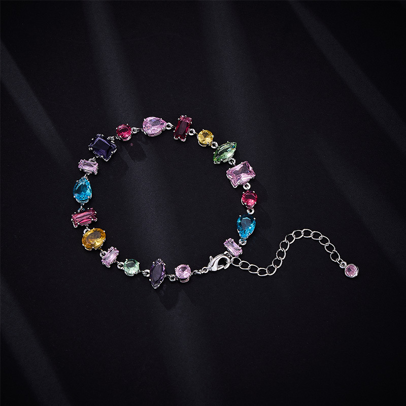 Candy Dopamine Zircon Inlaid Geometric Drop Delicate Bracelet Niche Jewelry for Women