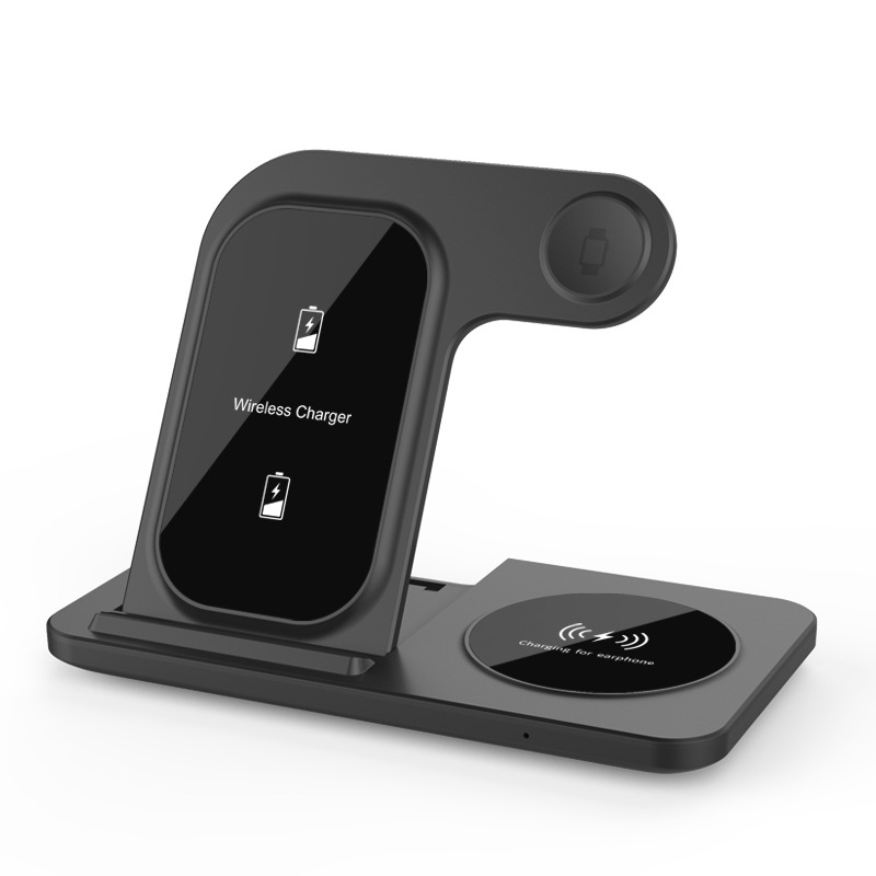 New wireless charging three-in-one fast charging desktop vertical stand compatible with Apple phone charger magnetic
