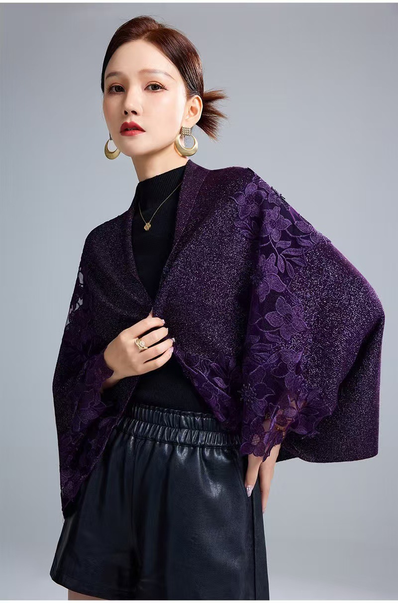 Live Spring Autumn Happy Mother-in-law Heavy Embroidery Cheongsam Outer Wear Wedding Mother Cape Coat Short Shawl