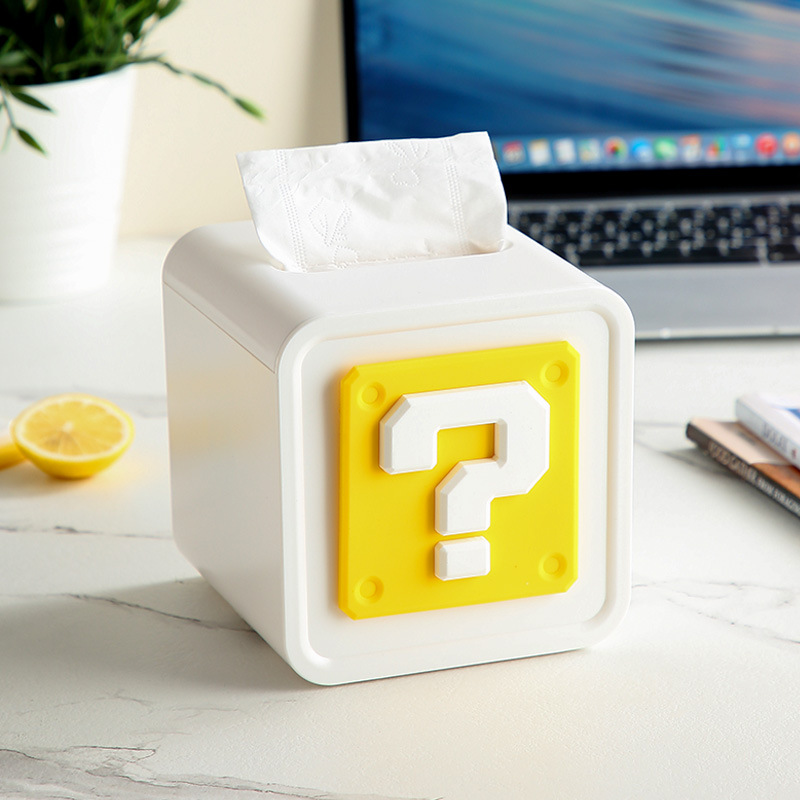 Cute tissue box, tissue holder, simple living room, home use, napkin box, question mark anti-collision sticker decoration