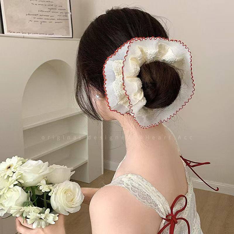 22#红色花边蕾丝褶皱约16cm