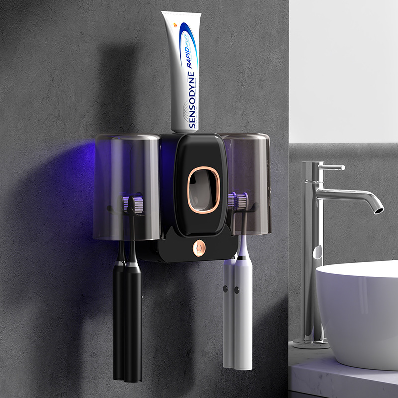 New sterilizing toothbrush holder smart toothbrush sterilizer UV sterilization no-drill wall-mounted storage rack sterilization