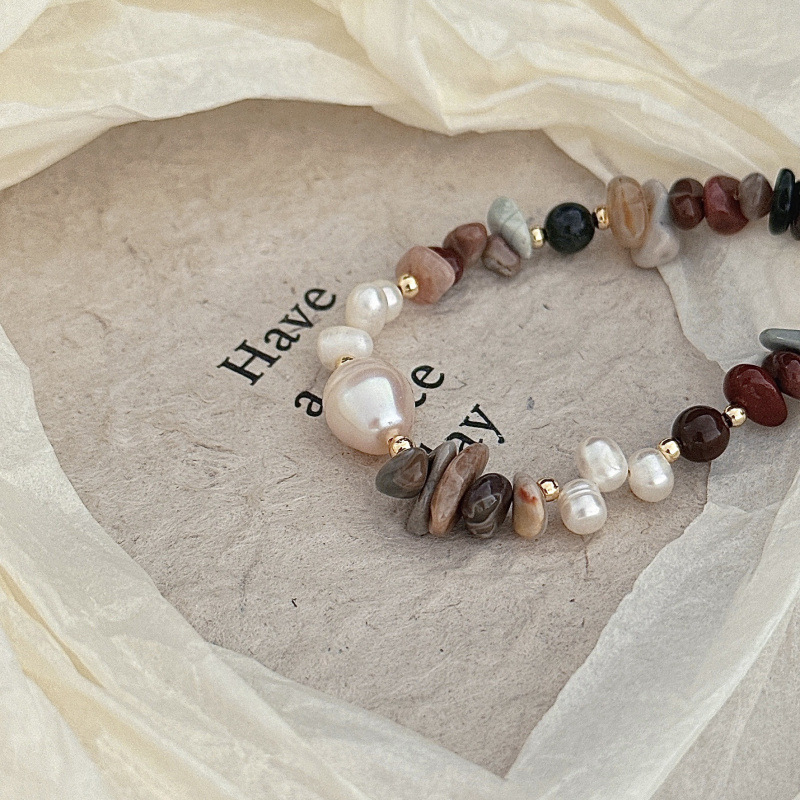 Freshwater pearl bracelet natural stone 24K real gold electroplated niche delicate commuting bead bracelet