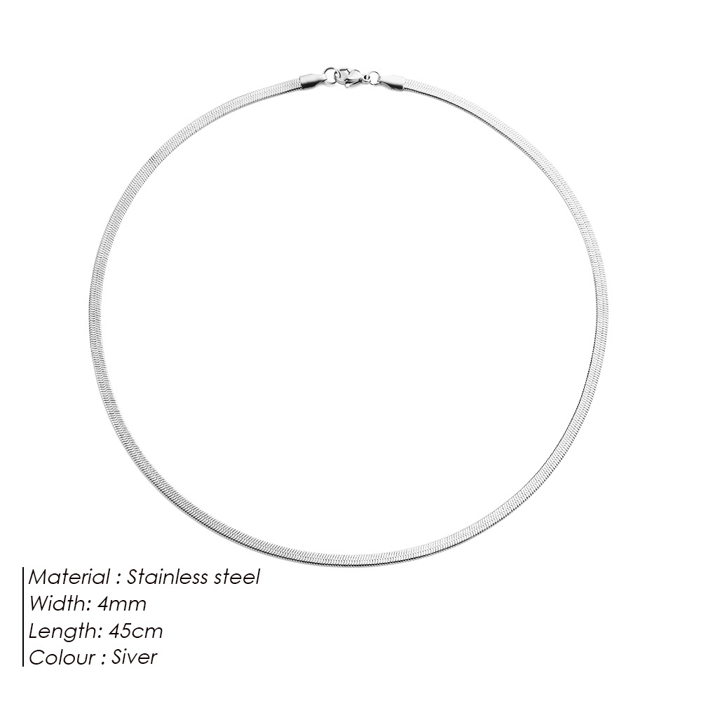eManco Collarbone Chain Women Titanium Steel Snake Bone Chain Necklace 5mm Choker Simple Minimalist