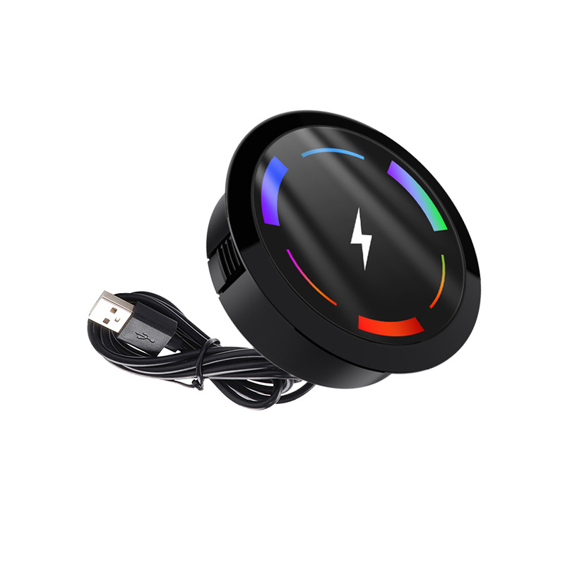 Ambient Light 15W Magnetic Embedded Mobile Phone Wireless Fast Charger E-Sports Table Bar Table Wireless Charger
