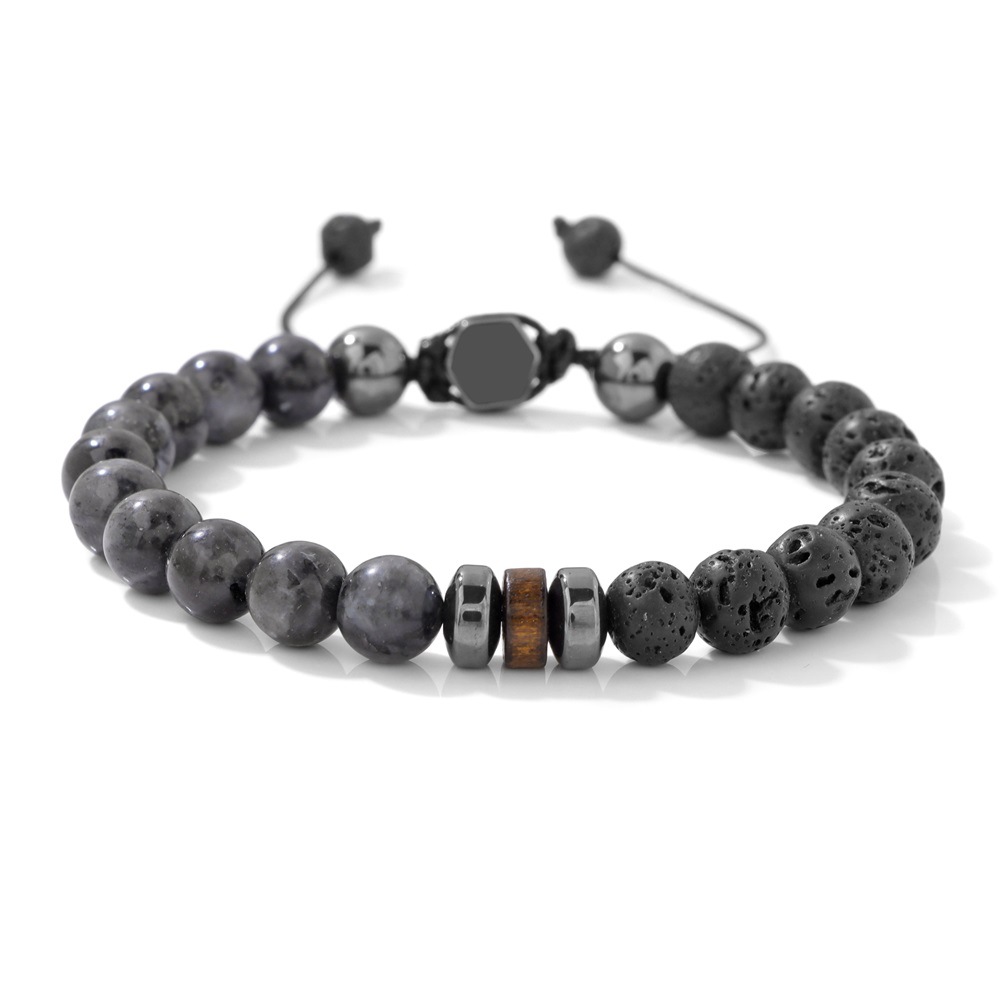 OZON bracelet for men volcanic stone black onyx drawstring business gift couple bracelet