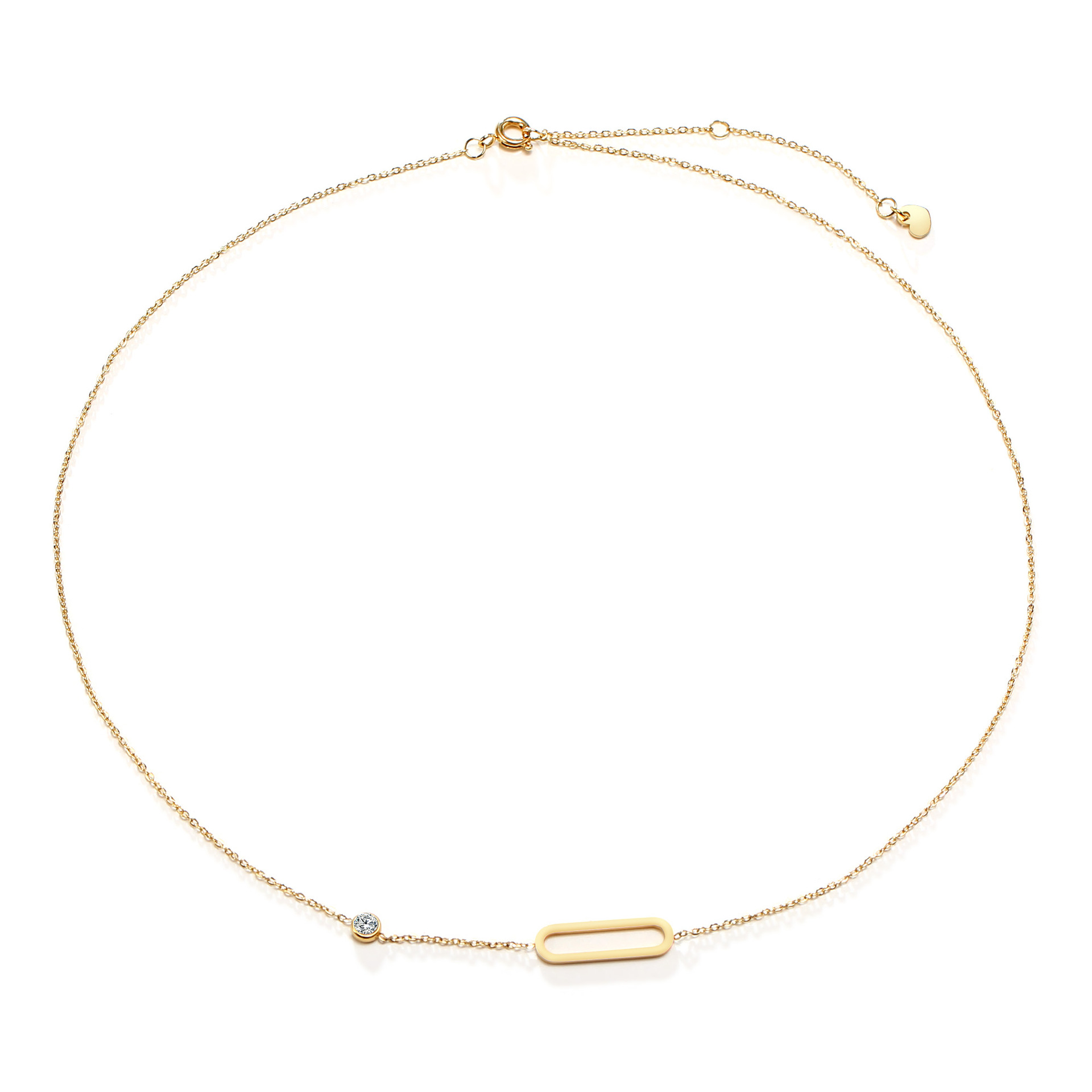 Huanmu Accessories Stainless Steel Cross Necklace Simple Single Zircon Collarbone Chain Women's Style