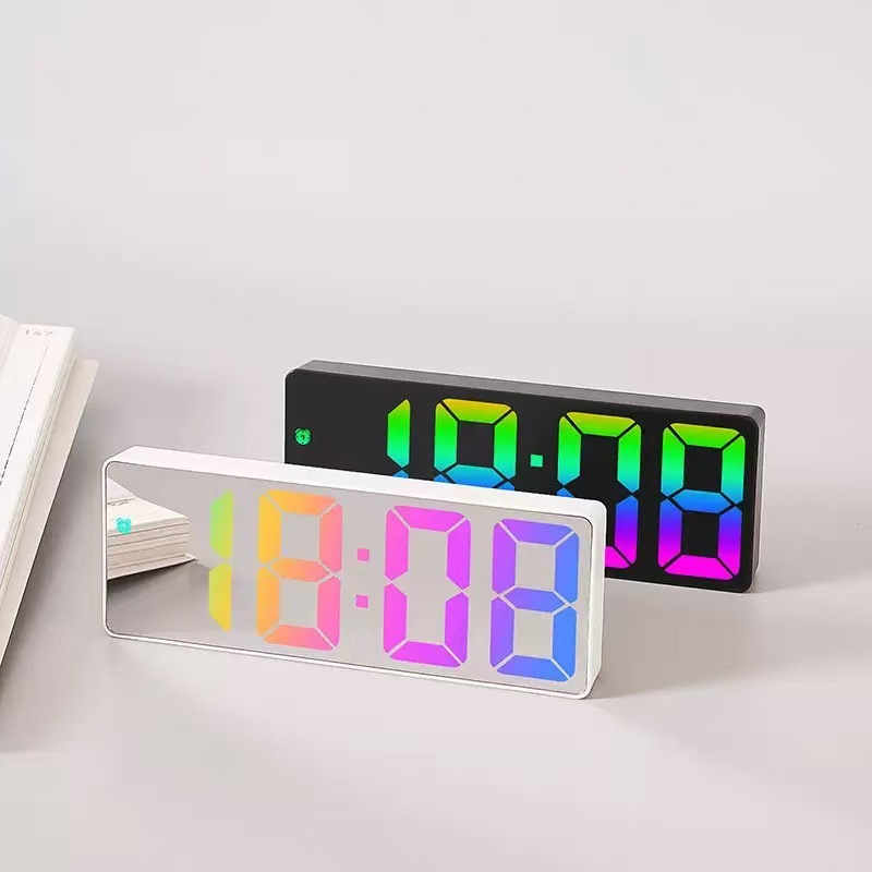 Mirror Clock Alarm Clock Desktop Silent Smart Clock Time Display Monitor Bedroom Digital Electronic Clock Ornament