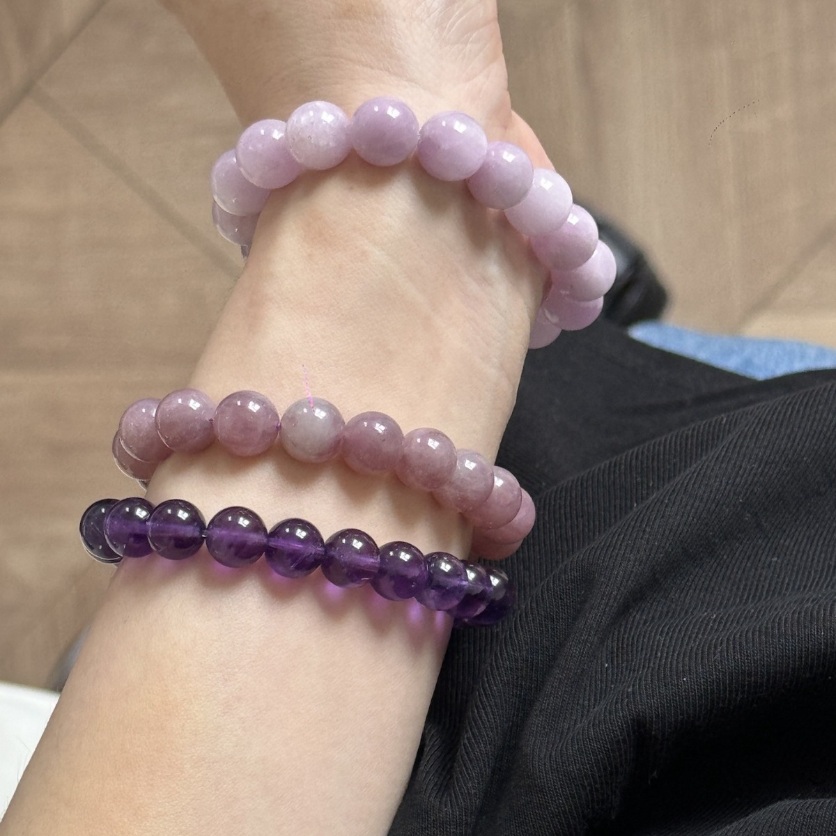 Summer simple natural amethyst bracelet for women stacking geometric pink purple紫锂辉 jewelry