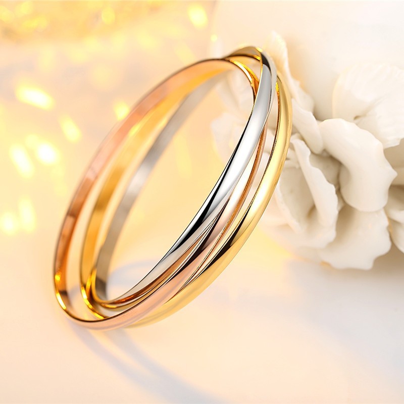 New Titanium Steel Three-Color Three-Ring Bracelet Stainless Steel Hand Accessory Bracelet
