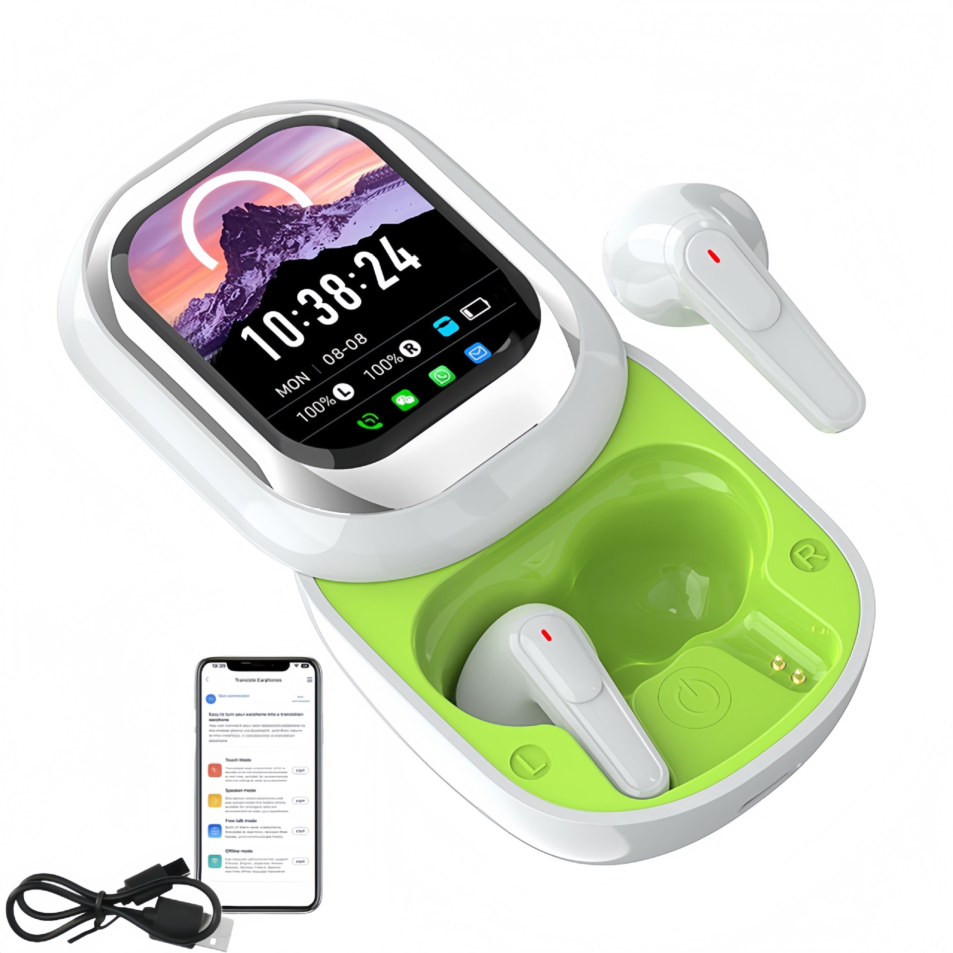 2026 New SE-ONE AI Bluetooth Translation Earbuds Slide Cover One-Key Translation Low Power Consumption Screen Display Long Battery Life Exclusive Supply