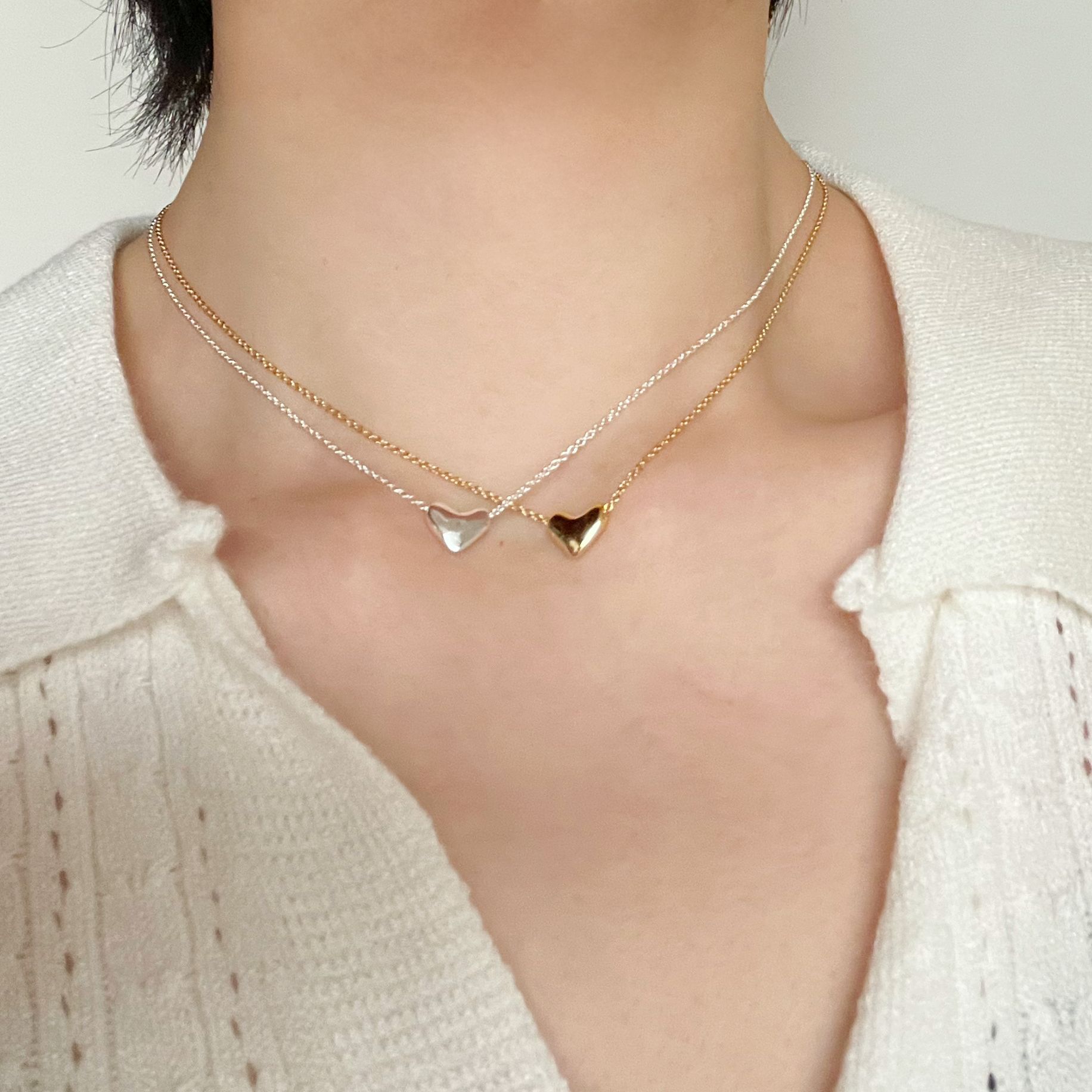 Liu Yifei Monica S925 Silver Gold-Plated Simple Irregular Heart-Shaped