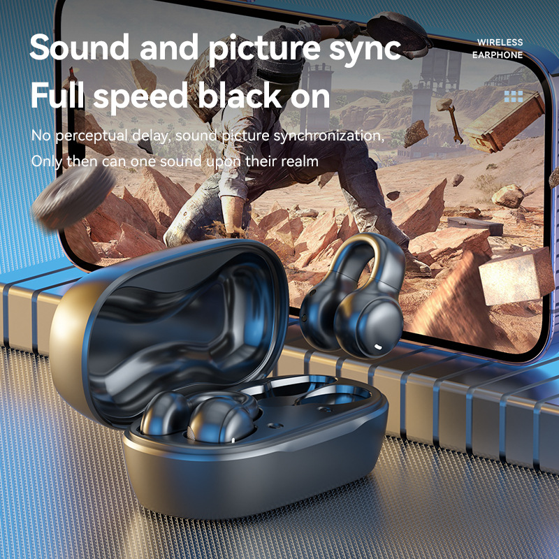 New Private Mold M47 Clip-on Bone Conduction Bluetooth Earphone, In-Ear Free Sports Digital Display Long Battery Life Earphone