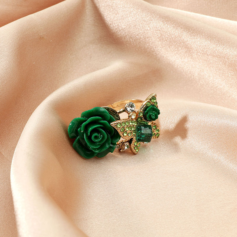 High-quality rose ring ethnic style butterfly ring Bohemian alloy jewelry