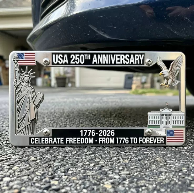 250th Anniversary License Plate Frame US Independence Day Metal Craft Decorative Ornament