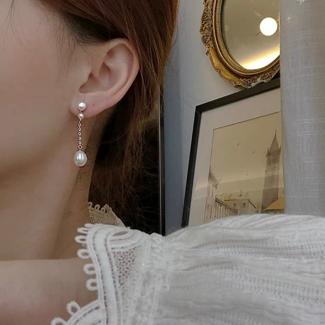 Natural pearl earrings for women long stud earrings 2026 new earrings