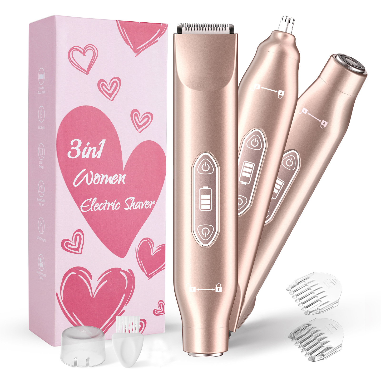Electric Hair Trimmer 3-in-1 Depilator for Nose Hair, Armpit Hair Trimmer for Men and Women, Private Area Hair Removal Instrument