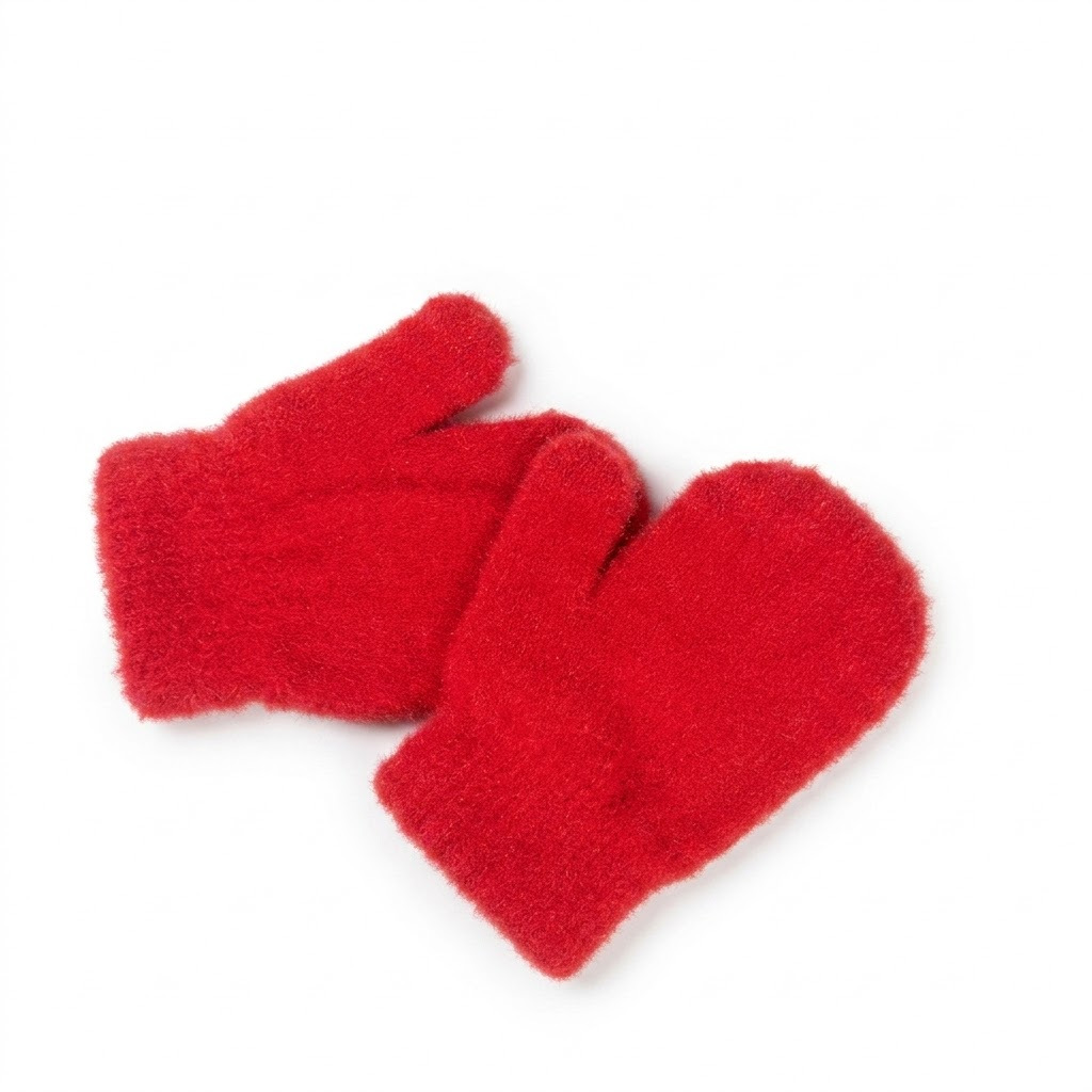 Winter Children's Crystal Velvet Warm Gloves Fleece-Lined Thickened Baby Full-Wrap Connected Anti-Scratch Gloves