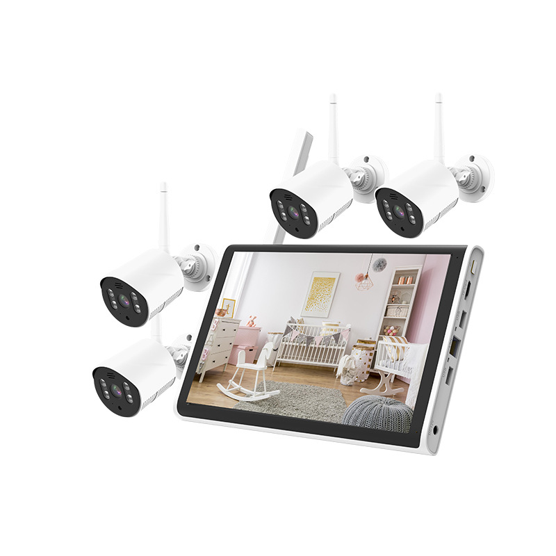 Wireless Surveillance NVR with Screen Kit 10.1 Inch Large Screen Waterproof icsee Camera CCTV Package