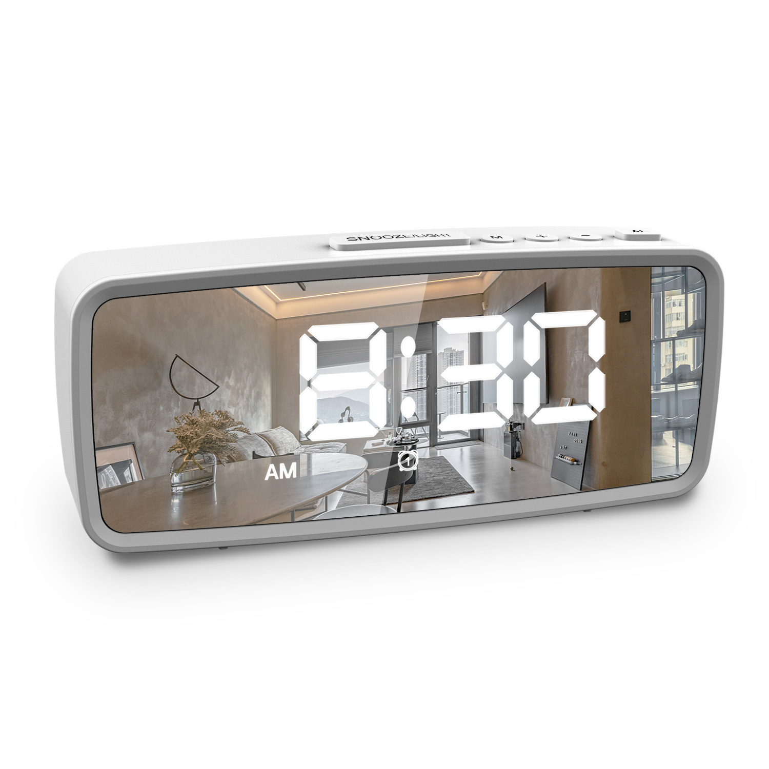New LED Electronic Alarm Clock Radio Mirror Clock Desk Clock