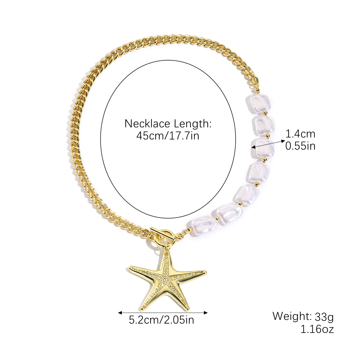 Summer vacation ocean style shell starfish necklace conch pearl accessory pendant
