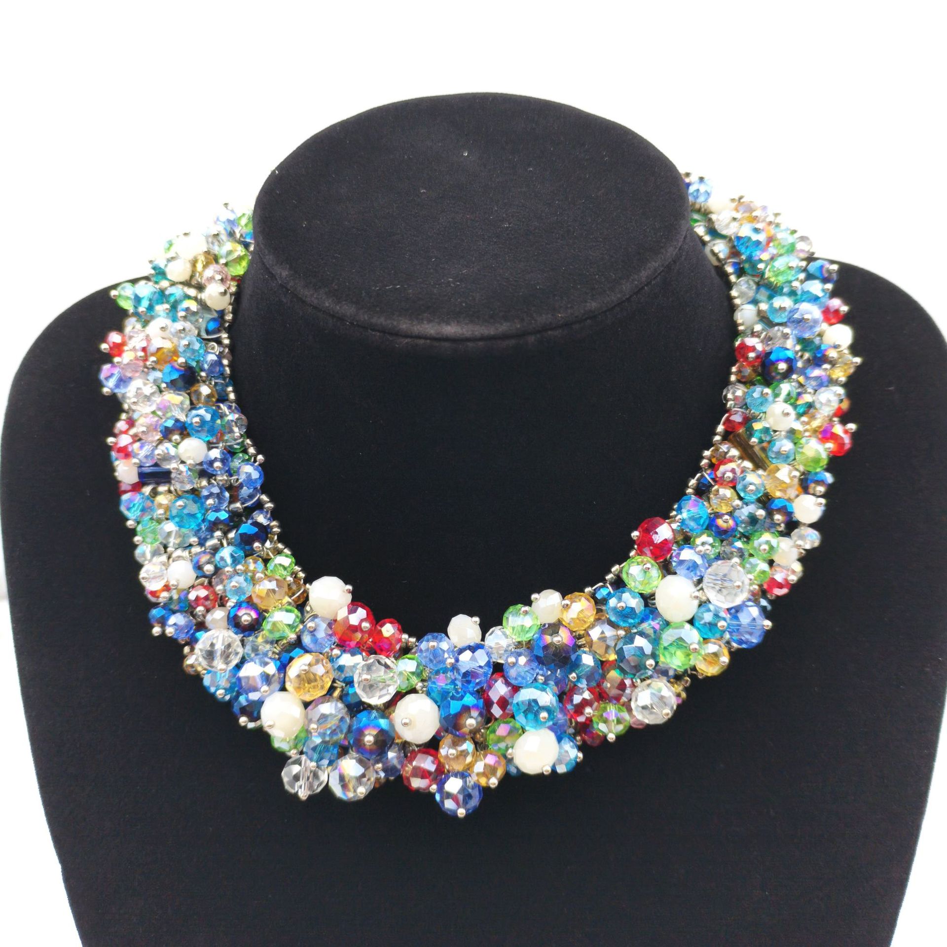 Bohemian multi-layer turquoise crystal collarbone chain necklace