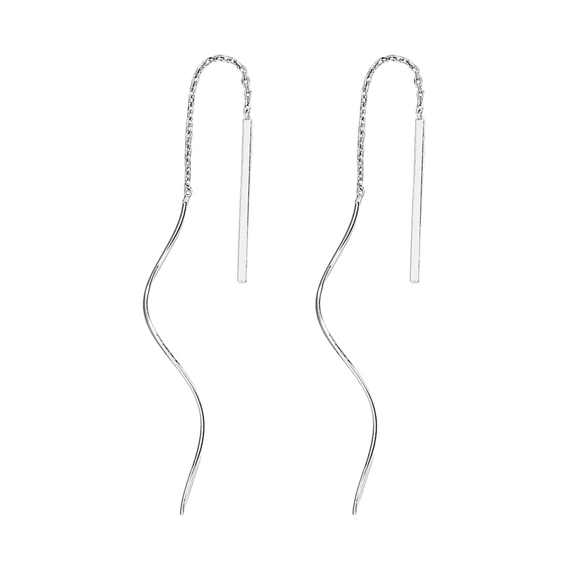 Round Face Ear Chain for Women Long Snake Bone Chain Tassel Earrings