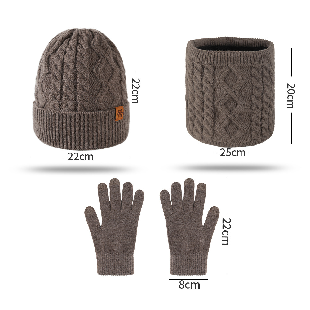 Knitted Hat Men's Hat Scarf Neck Gaiter One-Piece Winter Fleece-Lined Warm Knit Hat Scarf Neck Gaiter Set