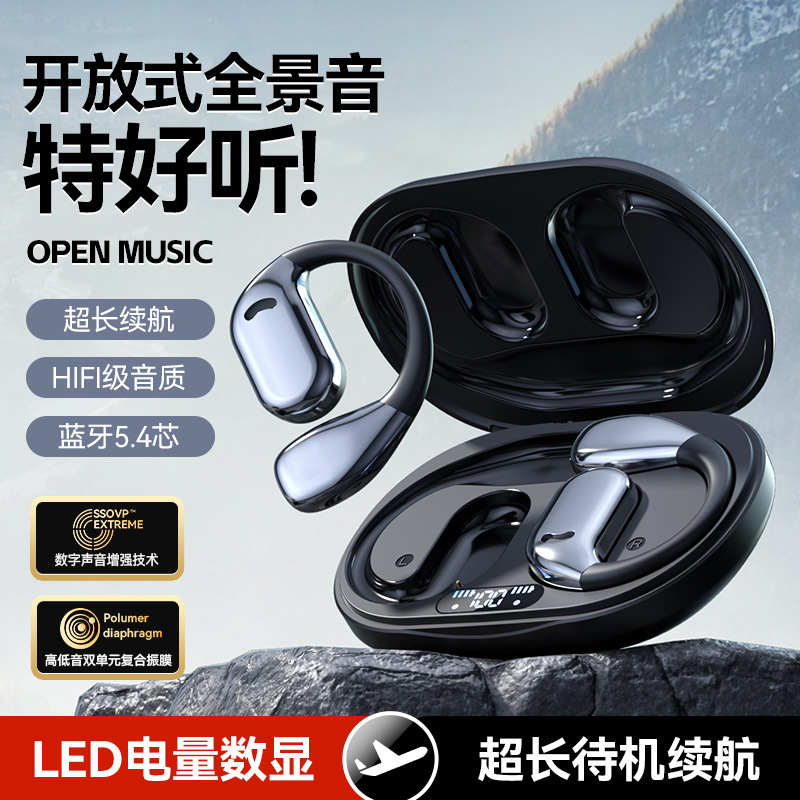 AI translation simultaneous interpretation open-ear Bluetooth earphones wireless sports ear-hook ultra-long battery life